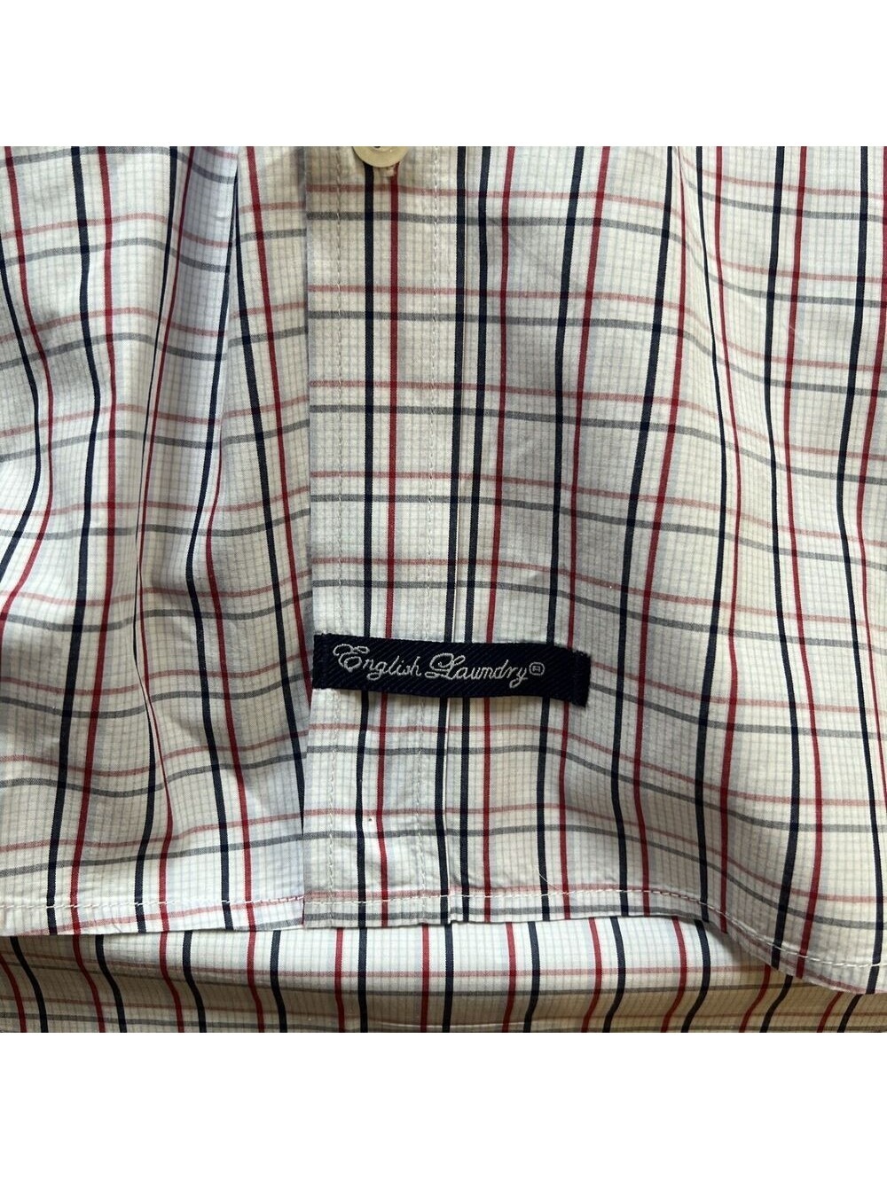 English Laundry Men's 16 32/33 Flip Cuff Shirt Button plaid - Picture 8 of 9
